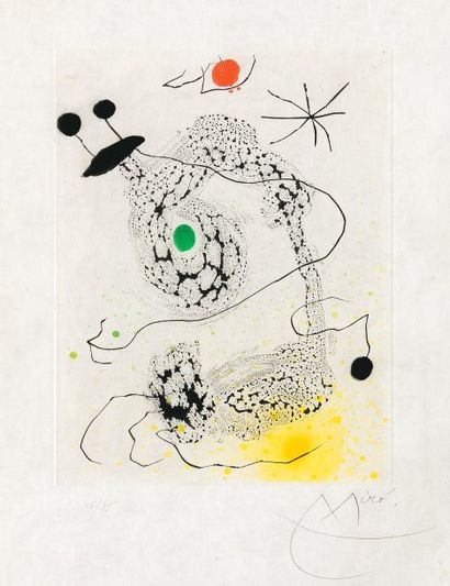 Juan MIRO (1893-1983) « Composition » Lithographie en couleurs sur japon, signée...