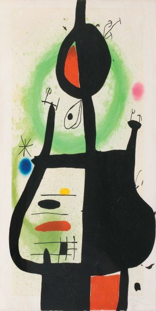 Juan MIRO (1893-1983) « Composition » Lithographie en couleurs H. C. signée en bas...