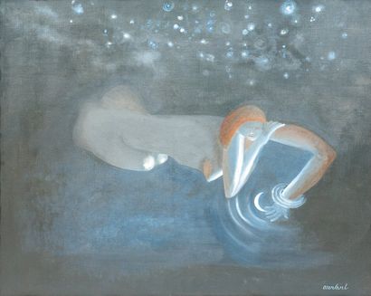 Amédée OZENFANT (1886-1966) «Pêcheuse de Lune» Huile sur toile signée en bas à droite...