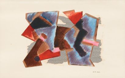 Henri NOUVEAU (1901-1959) « Composition abstraite » Collage et technique mixte monogrammé...
