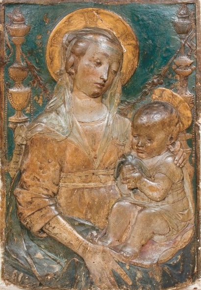 Ecole Florentine de la fin du XVème siècle, d'après Antonio ROSSELLINO Vierge à l'enfant...