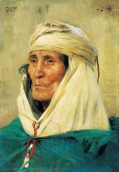 Gabriel FERRIER (1847-1914) Femme de Biskra (Algérie). Huile sur toile, monogrammée...