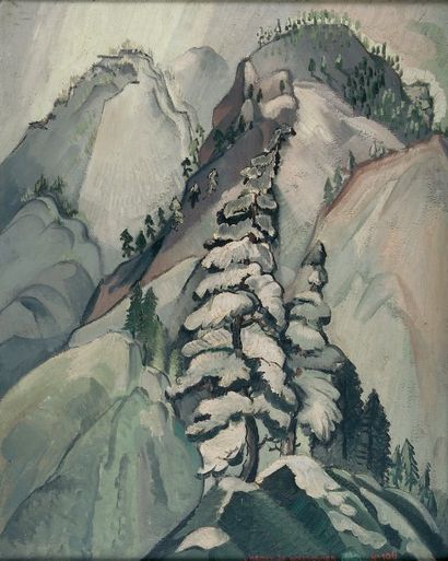 Henry de WAROQUIER (1881-1970) « Sapins sous la neige, Vallée du Buet ». Huile sur...