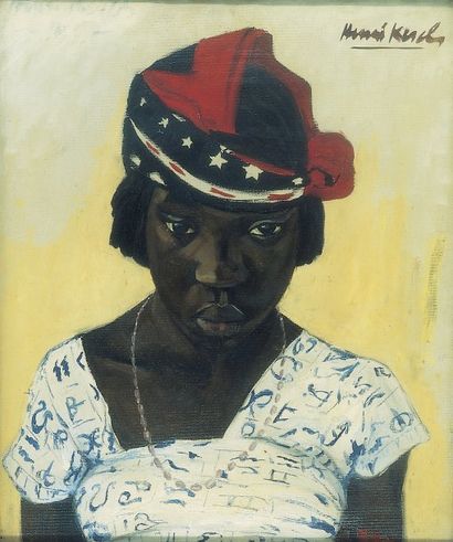 Henri KERELS (1896-1956) Jeune africaine. Huile sur toile, signée en haut à droite....