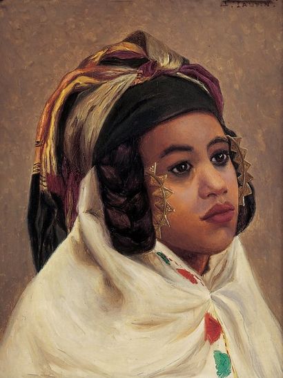 TAUPIN (Jules) La jeune Algérienne. Huile sur toile, signée en haut à droite. 36...