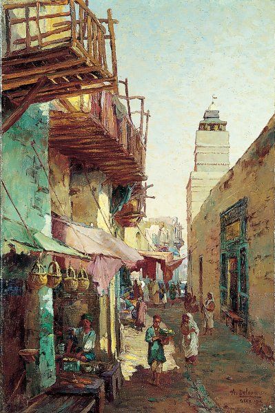 DELSUD (A., XIXe-XXe siècle) Rue animée à Sfax.Huile sur toile signée, datée, située...