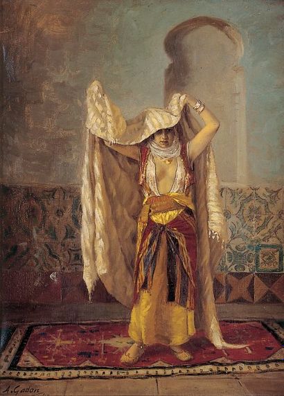 GADAN (Antoine) La beauté orientale drapée.Huile sur toile, signée et datée (18)89...