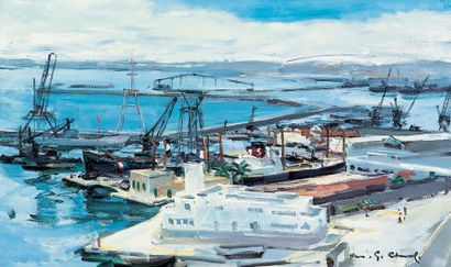 CHEVAL (Henri-Georges) Le Port d'Oran.Huile sur toile signée en bas à droite. Sociétaire...