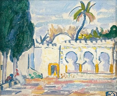 Adolphe Marie BEAUFRERE (1876-1960) «La Villa Abd-El-Tif, Alger». Huile sur toile...
