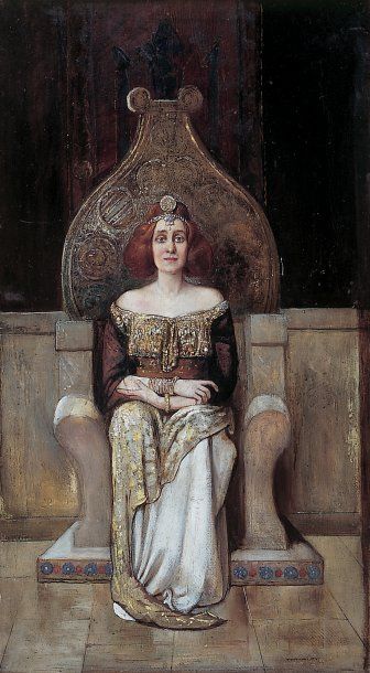 Gyula TORNAÏ (1861-1928) La princesse orientale. Huile sur carton, signée en bas...
