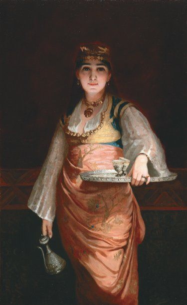 Louis GALLIAC (1849-1934) «Beauté orientale». Huile sur toile, signée en bas à droite...