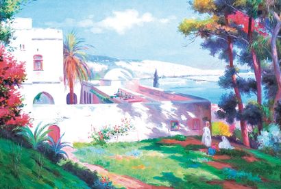 Gustave LEMAITRE (1862-1920) La Villa Abd-El-Tif, Alger. Huile sur toile, signée...