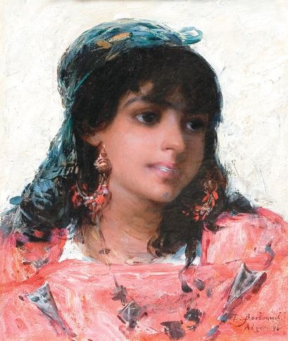 Louis Emile BERTRAND (1862-?) «La belle algéroise». Huile sur toile, signée, située...