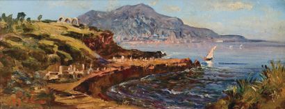 Maxime NOIRE (1861-1927) Les ruines des bords de mer à Tipasa Huile sur toile, signée...