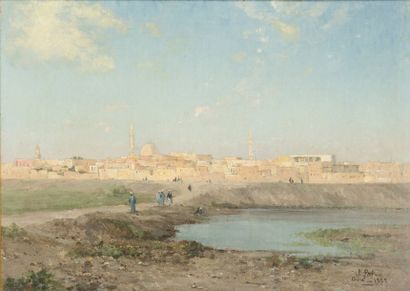 Edouard PAIL (1853-1916) Vue du Caire Huile sur toile, signée en bas à droite. Située...