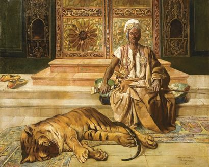 Guyla TORNAI (1861-1928) Le Garde du palais marocain Huile sur toile, signée, située...