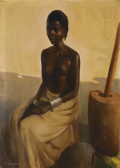 Gaston PARISON (1889-?) Jeune sénégalaise Huile sur toile, signée en bas à gauche...