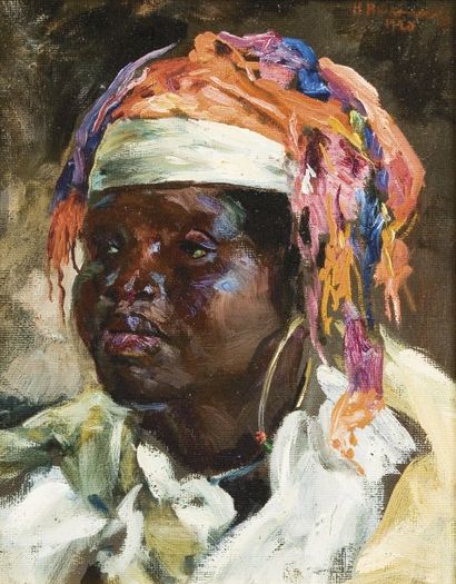 Hugo Elias BACHMANSSEN ou BACHMANSON (1860-1953) Portrait de femme Huile sur toile,...
