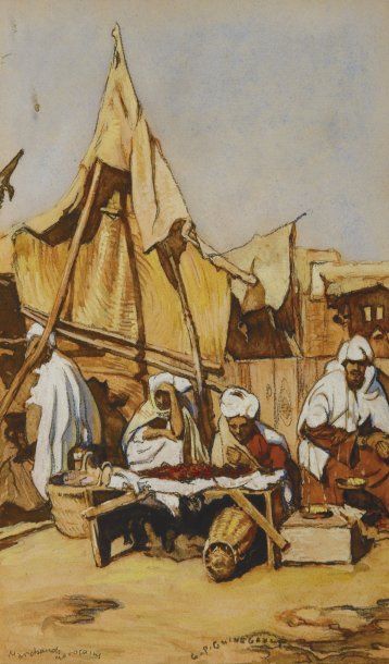 Georges Pierre GUIGNEGAULT (1893 - ?) Marchands marocains Aquarelle, signée et titrée...