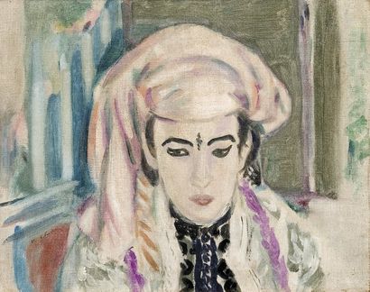 Louis FAVRE (1892-1956) Jeune marocaine Huile sur toile, signée et datée (19)28 en...