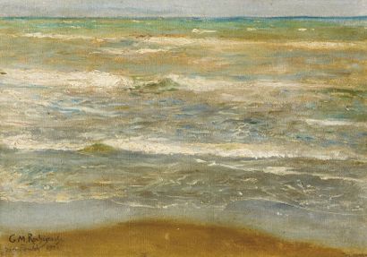 Georges-Antoine ROCHEGROSSE (1859-1938) La mer à Sidi-ferruch Huile sur toile signée...