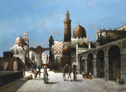 Auguste von SIEGEN (1850 - ?) Rue du Caire. Huile sur toile, signée en bas à droite....