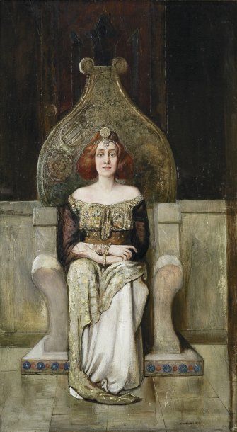 Gyula TORNAÏ (1861-1928) La princesse orientale. Huile sur carton, signée en bas...