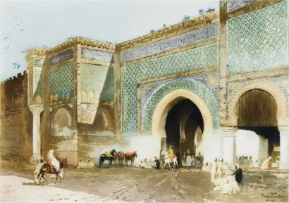 Maurice ROMBERG DE VAUCORBEIL (1862-1943) « Porte de Meknès » Aquatinte, signée,...