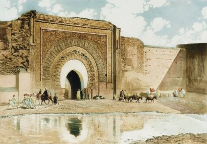 Maurice ROMBERG DE VAUCORBEIL (1862-1943) « Marrakech, Bab Agnaou». Aquatinte, signée,...