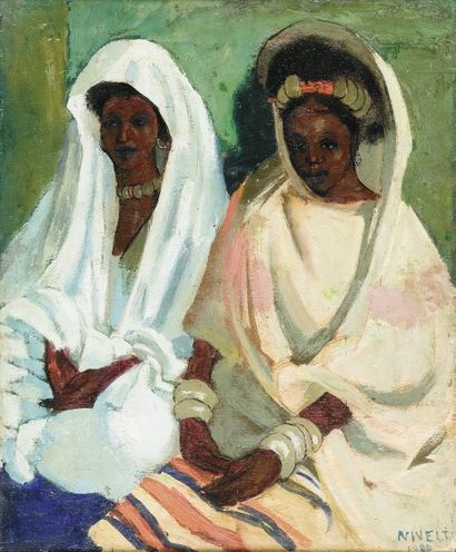 Roger NIVELT (1899-1962) Femmes soudanaises. Huile sur panneau, signée en bas à droite...