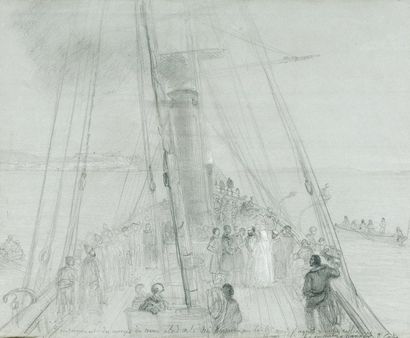 Théodore GUDIN (1802-1889) « Embarquement des envoyés du Maroc à bord de la Reine...