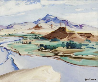 Franck SLOAN (1900-1984) Paysage du Sud marocain. Huile sur toile, signée en bas...