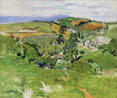 Léon CARRE (1878-1942) Paysage de Kabylie. Huile sur toile, marouflée sur panneau,...
