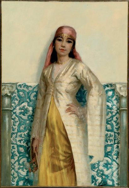 Louis GALLIAC (1849-1934) Beauté orientale devant la mosaïque. Huile sur toile, signée...