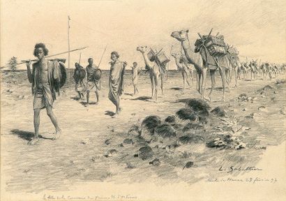 Louis SABATTIER (1863-1935) Route de Harar, 28 février (18)97, caravane du Prince...