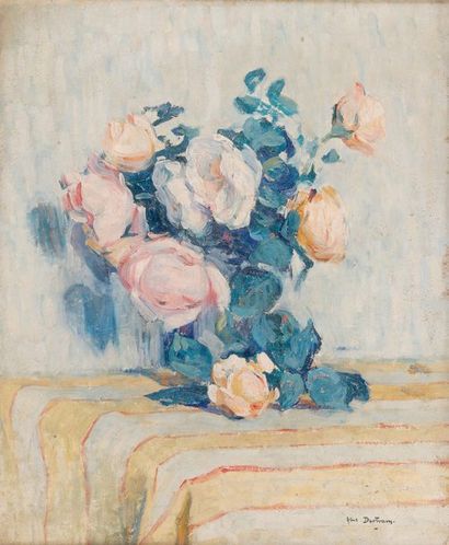 Abel BERTRAM (1871-1954) « Bouquet de fleurs » Huile sur isorel signée en bas à droite...