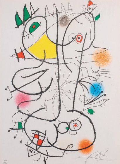 Joan MIRO (1893-1983) Le Miroir de l'Homme par les Bêtes, 1972. Lithographie en couleurs,...