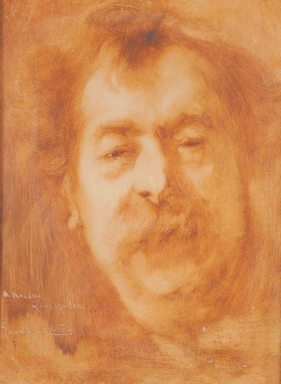 Eugène CARRIÈRE (1849-1906) Portrait d'homme Huile sur toile, signée en bas à gauche,...