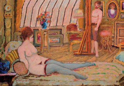 Ramon DILLEY (né en 1933) L'artiste, celui de Bois-Le-Vent, 1978. Huile sur toile,...