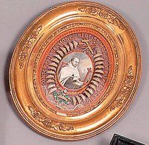 null RELIQUAIRE avec médaillon ovale avec gravure rehaussée représentant "saint Ignace...