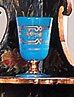 null GOBELET sur piédouche en opaline turquoise rehaussée d'or. XIXème siècle. Haut...