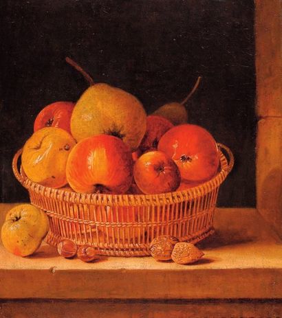 DOMINIQUE PERGAULT (VACQUEVILLE 1729 - LUNÉVILLE 1808) Corbeille de pommes et poires...