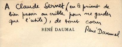 DAUMAL René. LE NON-DUALISME DE SPINOZA. Paris, NRF, 1934 ; in-8°, agrafé. Édition...