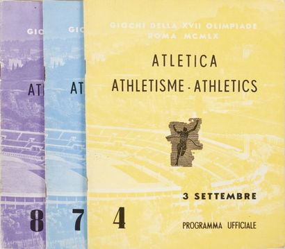 JEUX OLYMPIQUES Lot de 3 programmes officiels pour les Jeux Olympiques de Rome 1960....