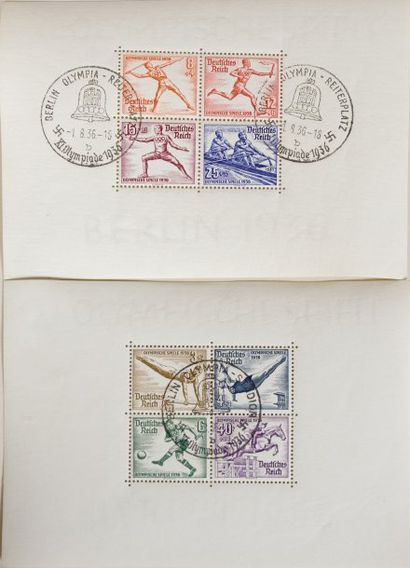 JEUX OLYMPIQUES Ensemble de 2 feuillets comportant chacun 4 timbres commémoratifs...
