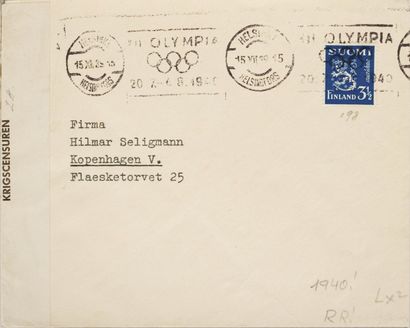 JEUX OLYMPIQUES Marque Postale Olympique : Enveloppe adressée de Finlande portant...