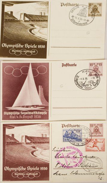 JEUX OLYMPIQUES Lot de 3 entiers postaux pour les Jeux Olympiques de Berlin 1936....