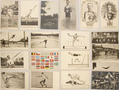 JEUX OLYMPIQUES Ensemble de 18 cartes postales sur les Jeux Olympiques de Stockholm...