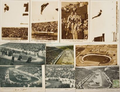 JEUX OLYMPIQUES Lot de 10 cartes postales sur les Jeux Olympiques d'Athènes (1906)...