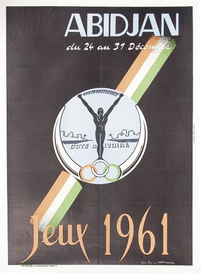 JEUX OLYMPIQUES RY-HERMEVEL Jean. Affiche pour les Jeux Africains de décembre 1961...